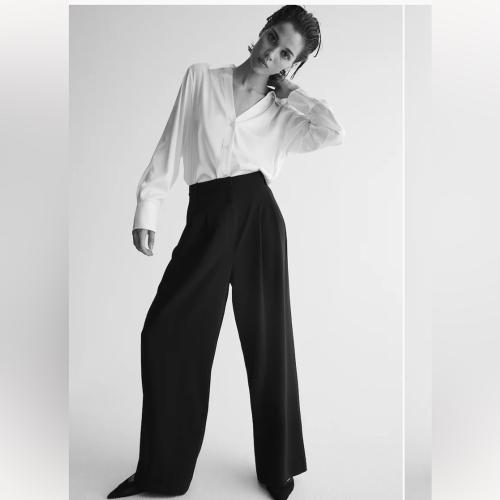 H&M wide leg black pants, size 12